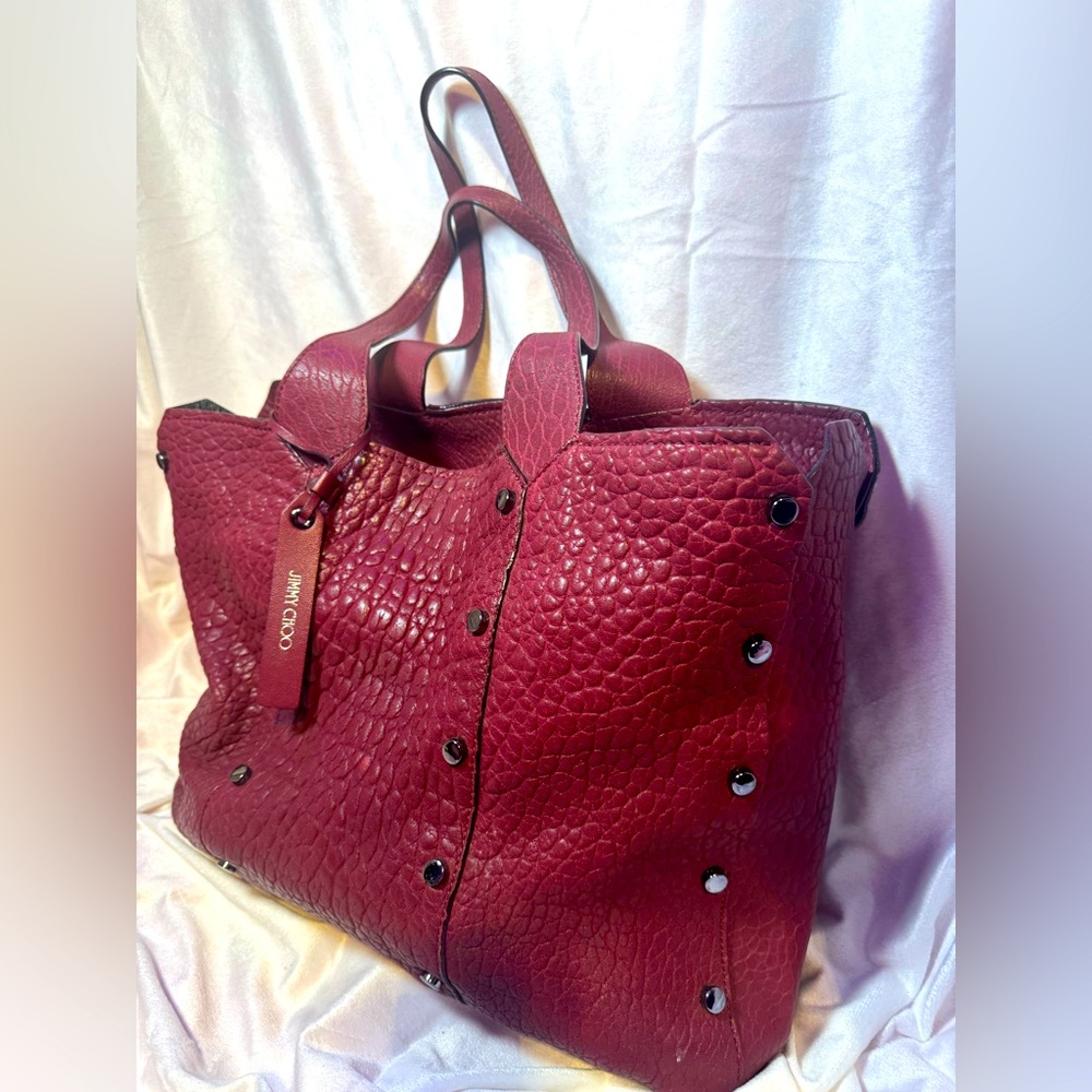 Jimmy Choo XL Tote Lockett -RARE-Cerise-Pebbled Leather AUTHENTIC JIMMY CHOO - Picture 16 of 16